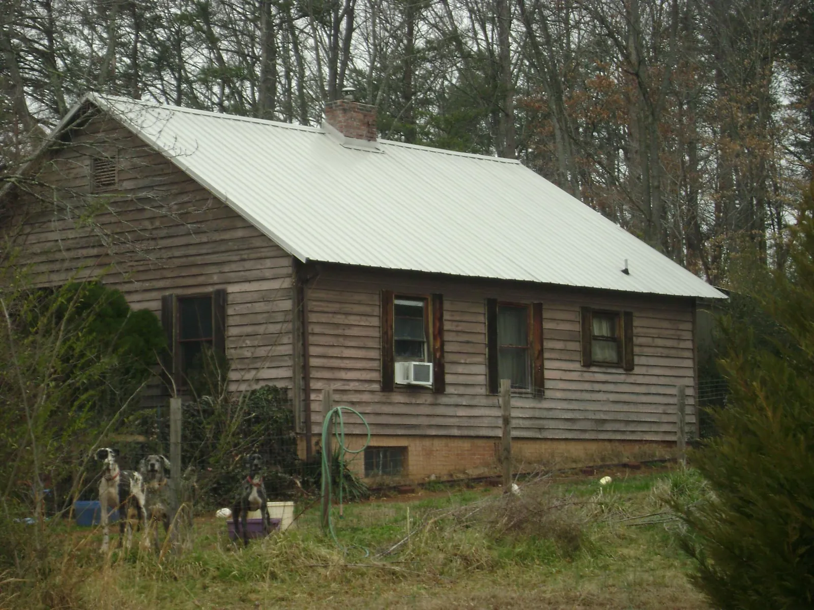 White metal roof on an old wood sided farmhouse, from a Asphalt Shingle Roof Repair job in Haywood